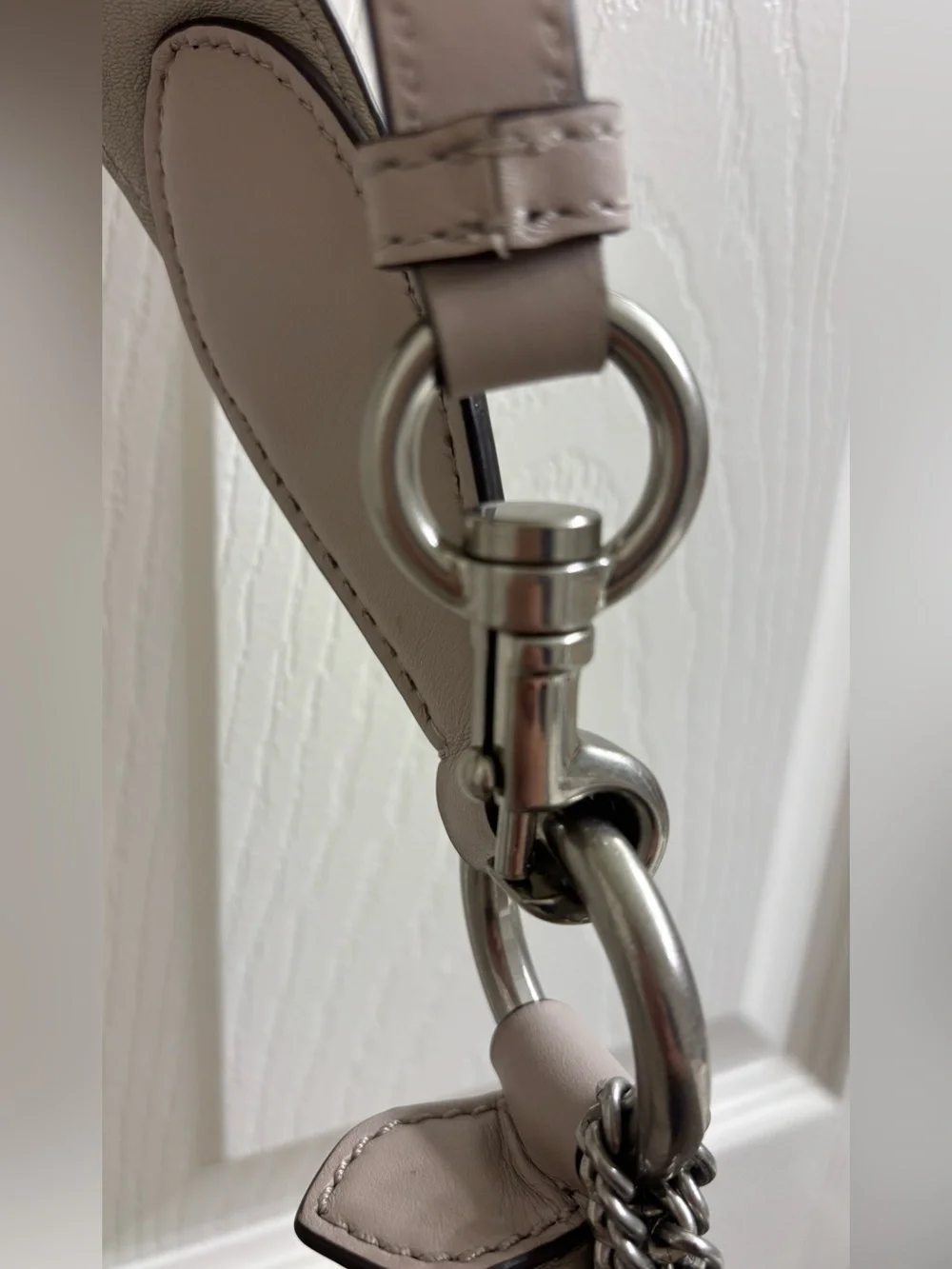 Michael Kors Elana gray and taupe slouchy bucket crossbody